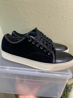 LANVIN, man’s Matte Cap-Toe Low-Top Sneakers, Navy Blue. Authentic Size 10