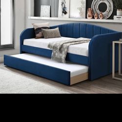 Twin Twin Blue Daybed With Ortho Mattress Included!!