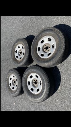 4 X 265/70r16 6x5.5 6x139.7 Stock Chevy Silverado Wheels Rims Good Treads Tires!!