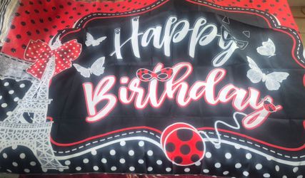Happy Birthday Party Backdrop Banner