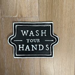 Metal Hearth And Hand Wash Your Hand Sign