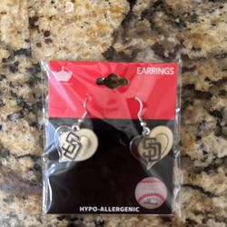 San Diego Padres Earrings Brand New Sealed In Original Packaging 
