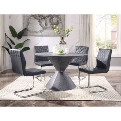 INDUSTRIAL GRAY FAUX CONCRETE PEDESTAL ROUND 5 PIECE SET