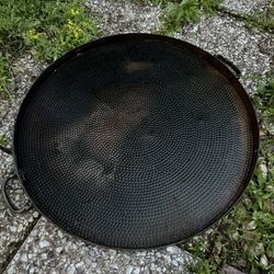 Large Round Hammered Copper Tray 
