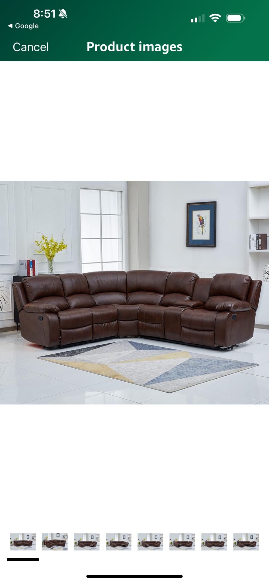 Brown Microfiber Fully Reclining Sectional Couch