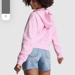   PINK IVY FLEECE CAMPUS FULL-ZIP HOODIE Size Large 