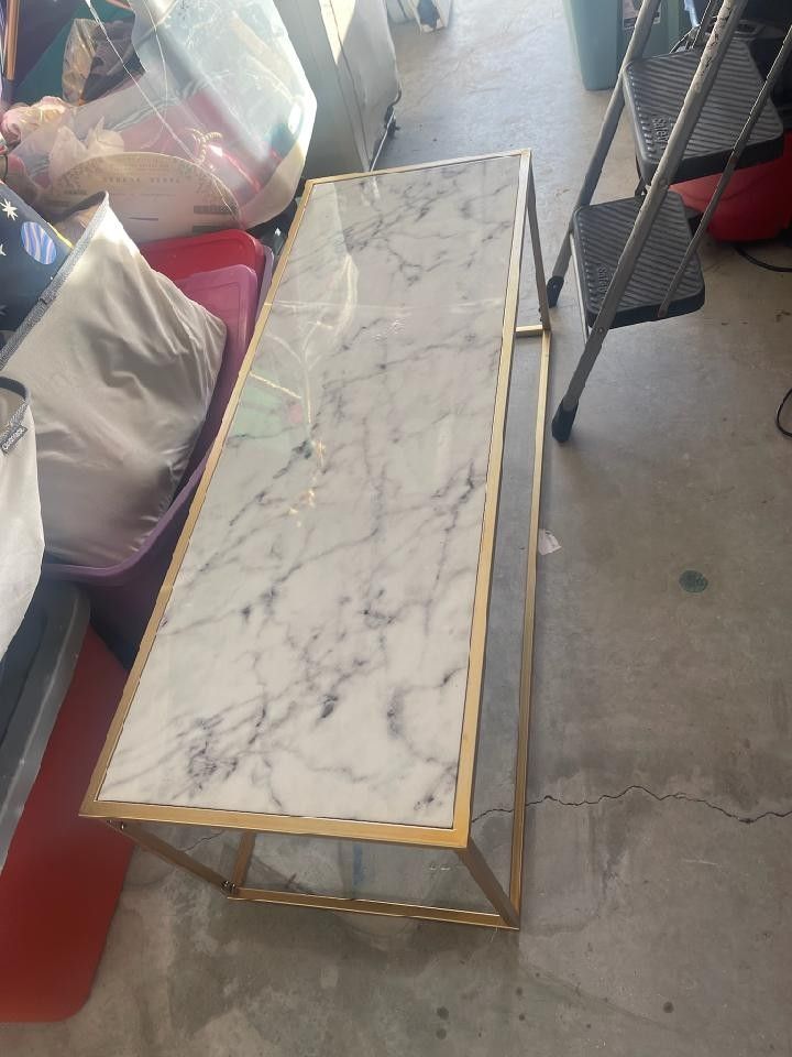 Rectangular Center Table, Gold White