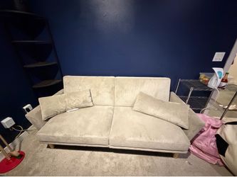 72" Mid Century Modern Futon Sofa Corduroy Taupe - Room Essentials™