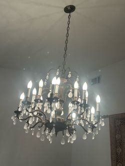 Vintage - Chandelier - Crystal - Brass - 8 arms