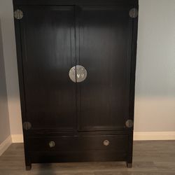 Tall Black Cabinet By Baker 