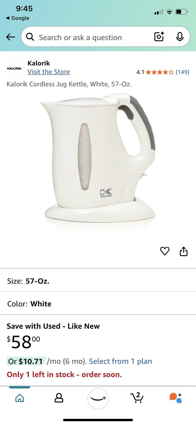 Electric Never Used Kettle