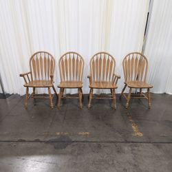 Set of Four Light Wood Windsor Dining Chairs