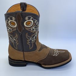 Western Suede Leather Square Toe Boots