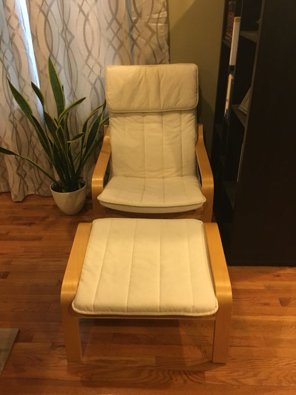 Ikea Poang Armchair And Ottoman With Cushion Cover And Frame For
