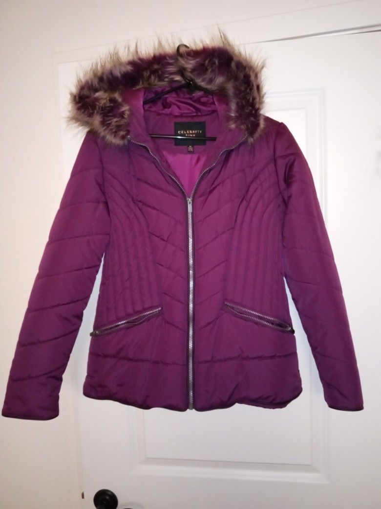 Hooded Jacket Purple Zipper