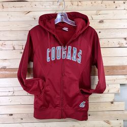 Stadium Athletics Red Zipper Hoody COUGARS Front Print Activewear Jacket size S