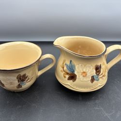 Franciscan Bouquet Creamer And Cup Mug Small Chip On Mug Bottom