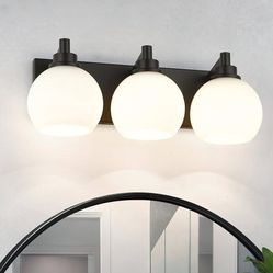 Bathroom Light Fixtures, 3-Light Matte Black 