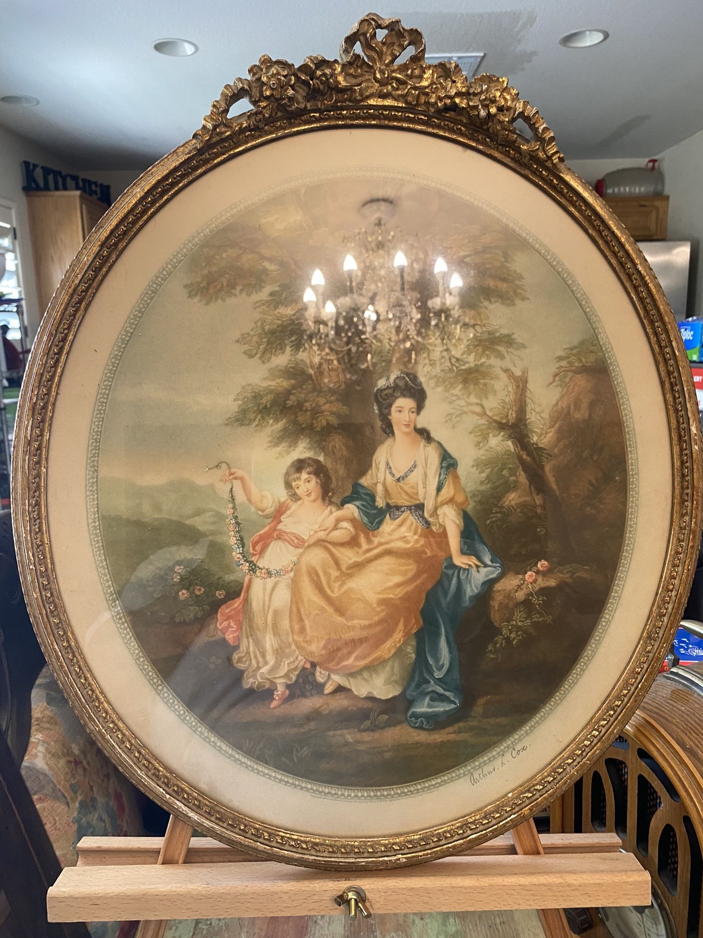 Antique Rococo Style Framed Prints by Arthur L. Cox Gilded Newcomb-Macklin Frames