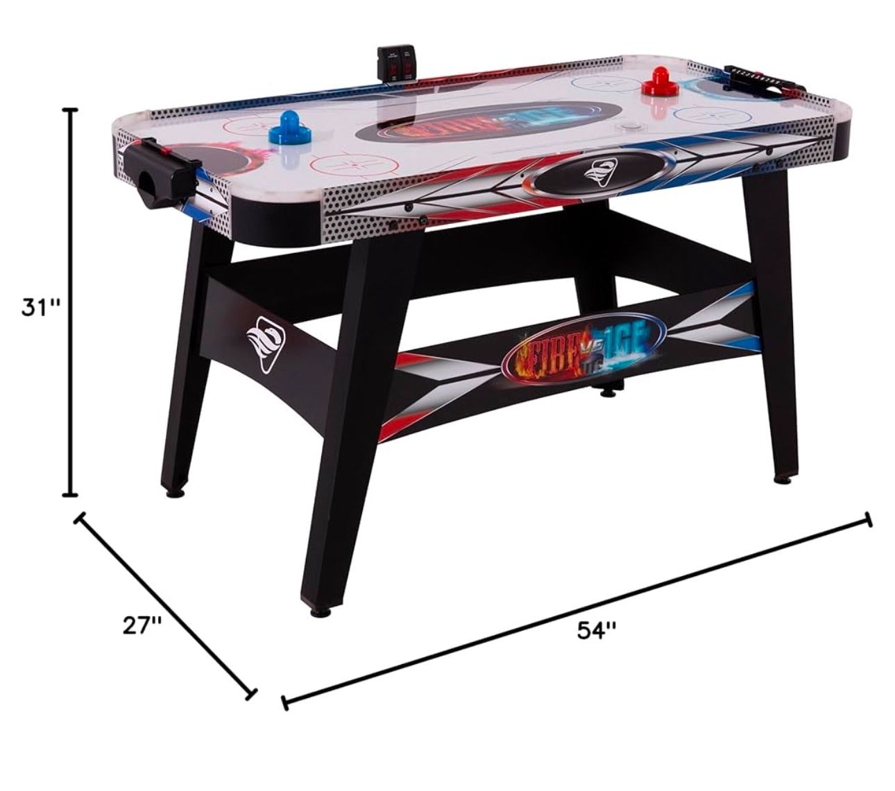 Triumph Sports Fire ‘n Ice LED Light-Up 54" Air Hockey Table Includes 2 LED Hockey Pushers and LED Puck