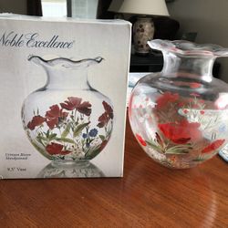 Brand New Crimson Bloom Hand Painted 9.5 Vase