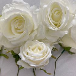 Ivory Light Yellow Inside Tint Artificial Roses (10) Wedding Decorations
