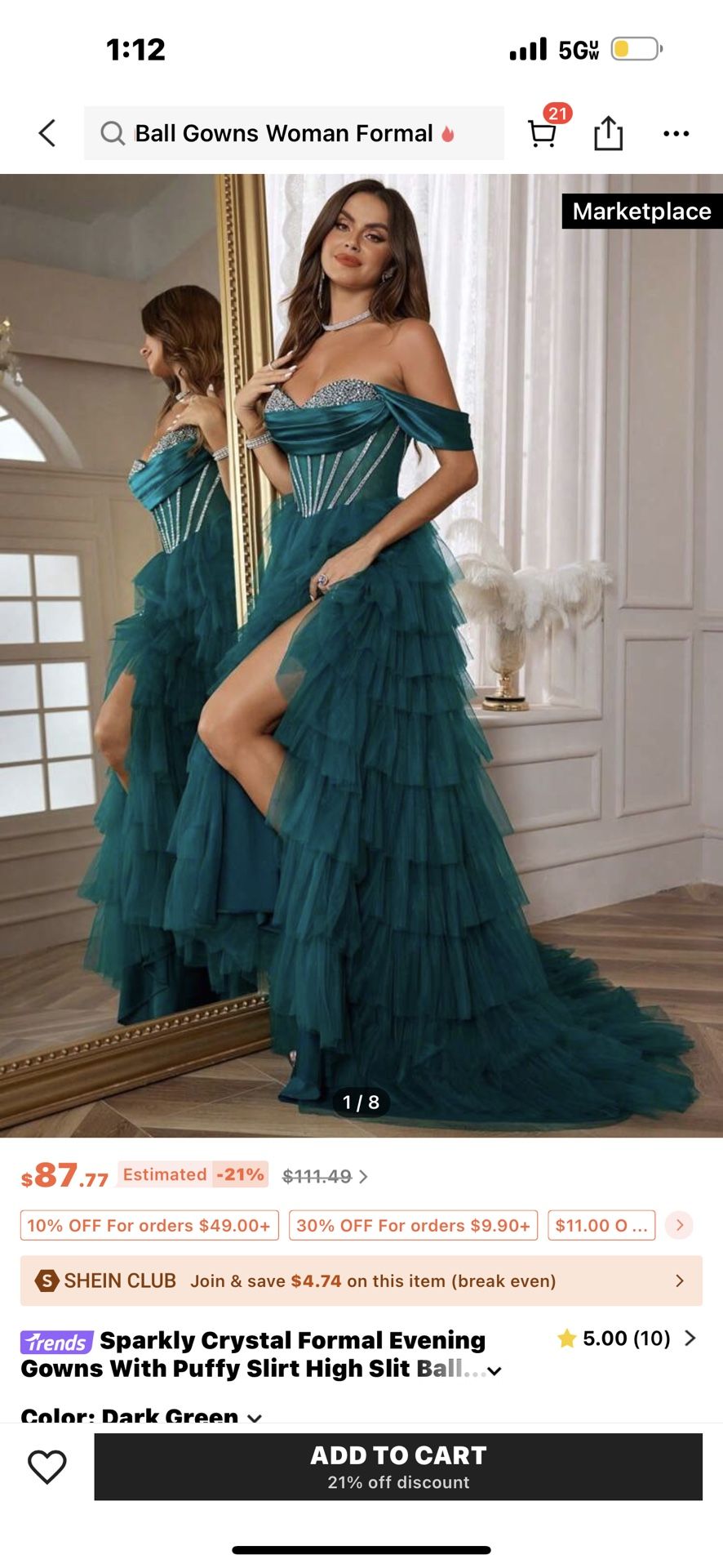 Emerald green dress XL