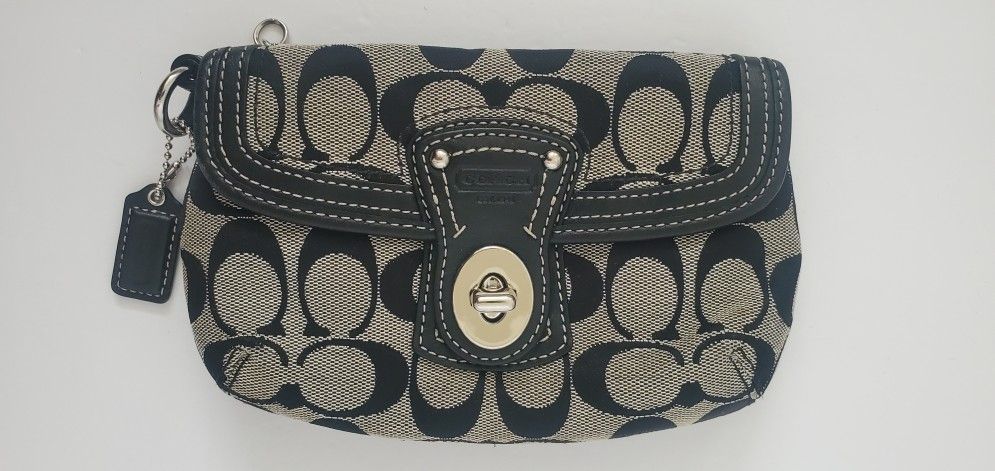Coach Legacy Signature Canvas Turn Lock Wristlet