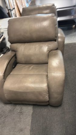 Taupe Leather Power Recliner Chair