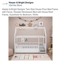 Harper & Bright Designs Twin House Floor Bed Frame