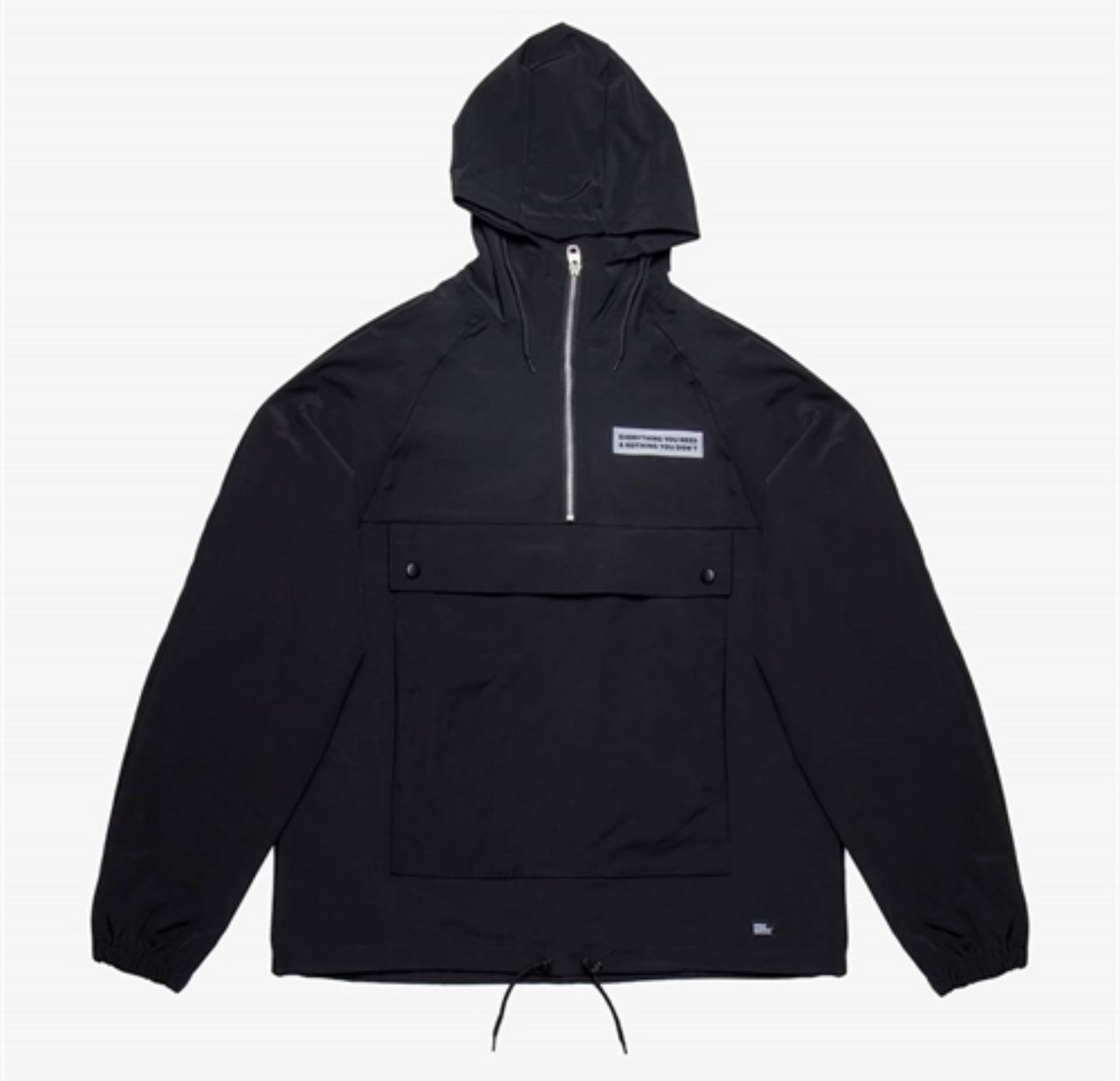 New High Supply Anorak Jacket Sz Small Adult Unisex Black And White Hooded Waterproof Kangaroo Pocket