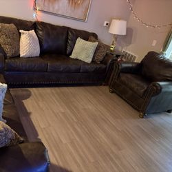 Couch Set And Side Table And Lamp For Sale 