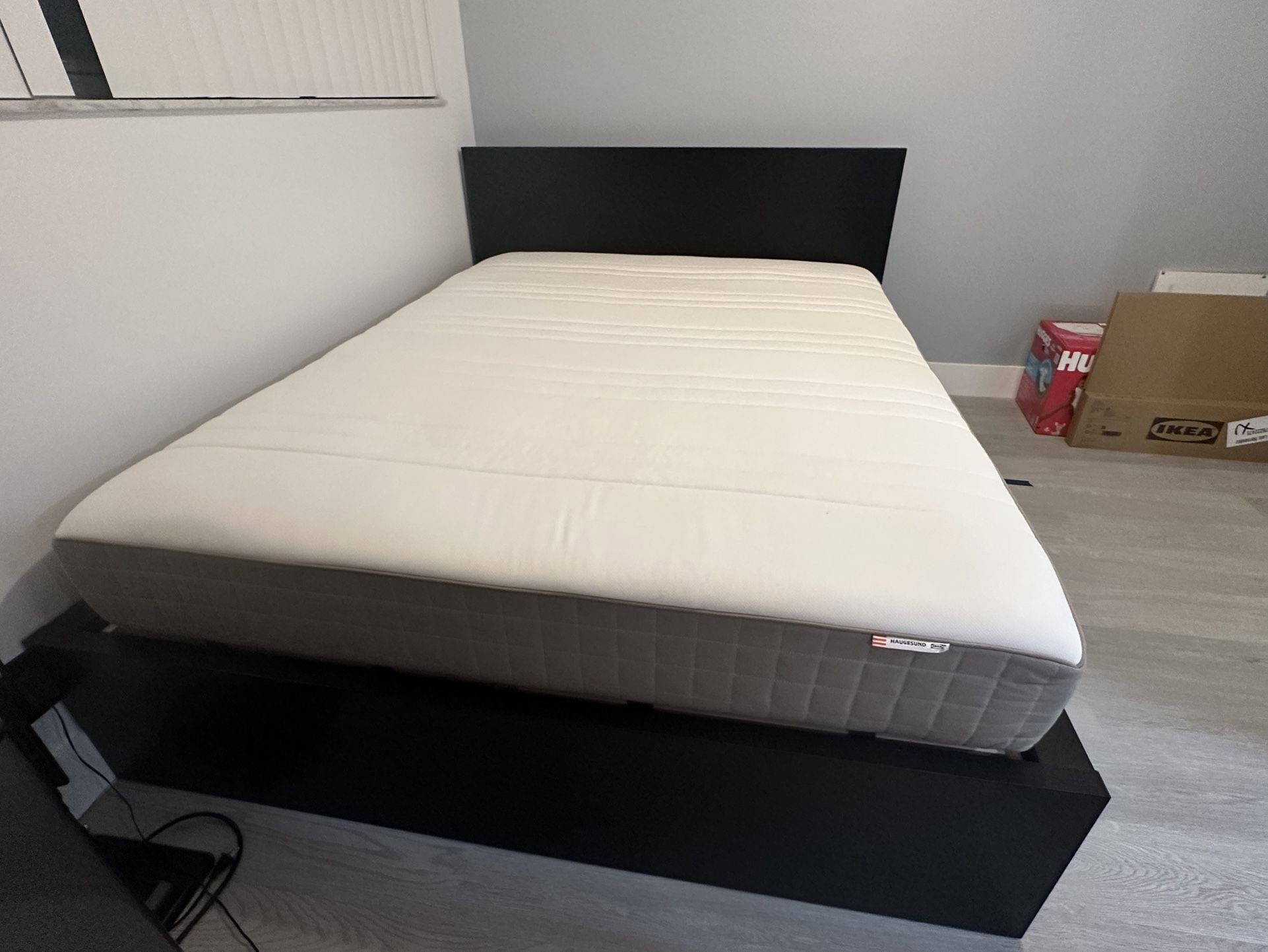 Black Queen Bed Frame with Mattress