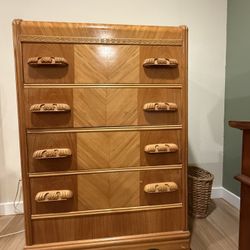 Antique Waterfall Mahogany High Boy Dresser