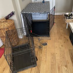 2 DOG CRATES (1 Large / 1Small) + 1 Cover