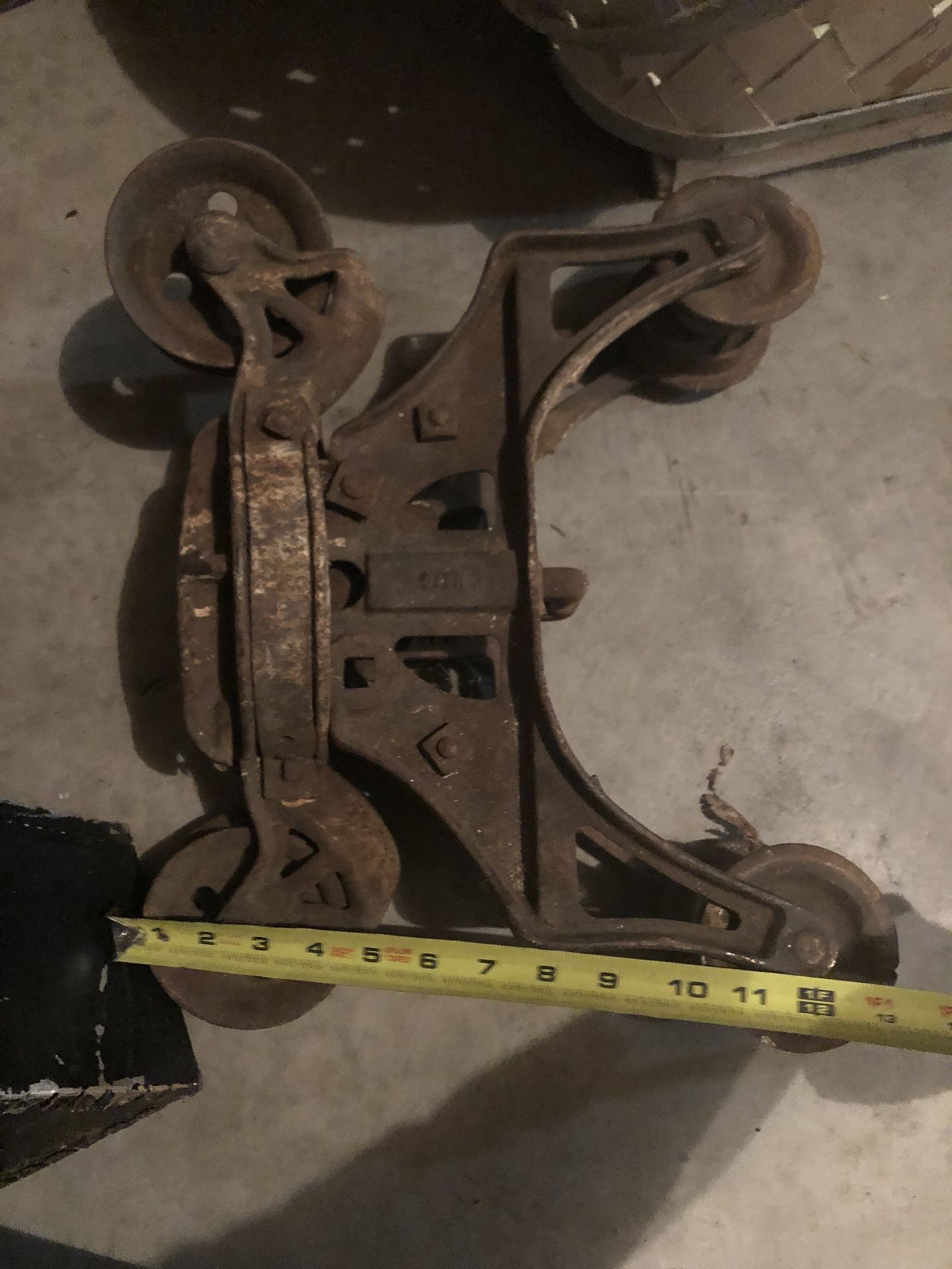 Antique vintage hay trolley pulley repurpose farmhouse