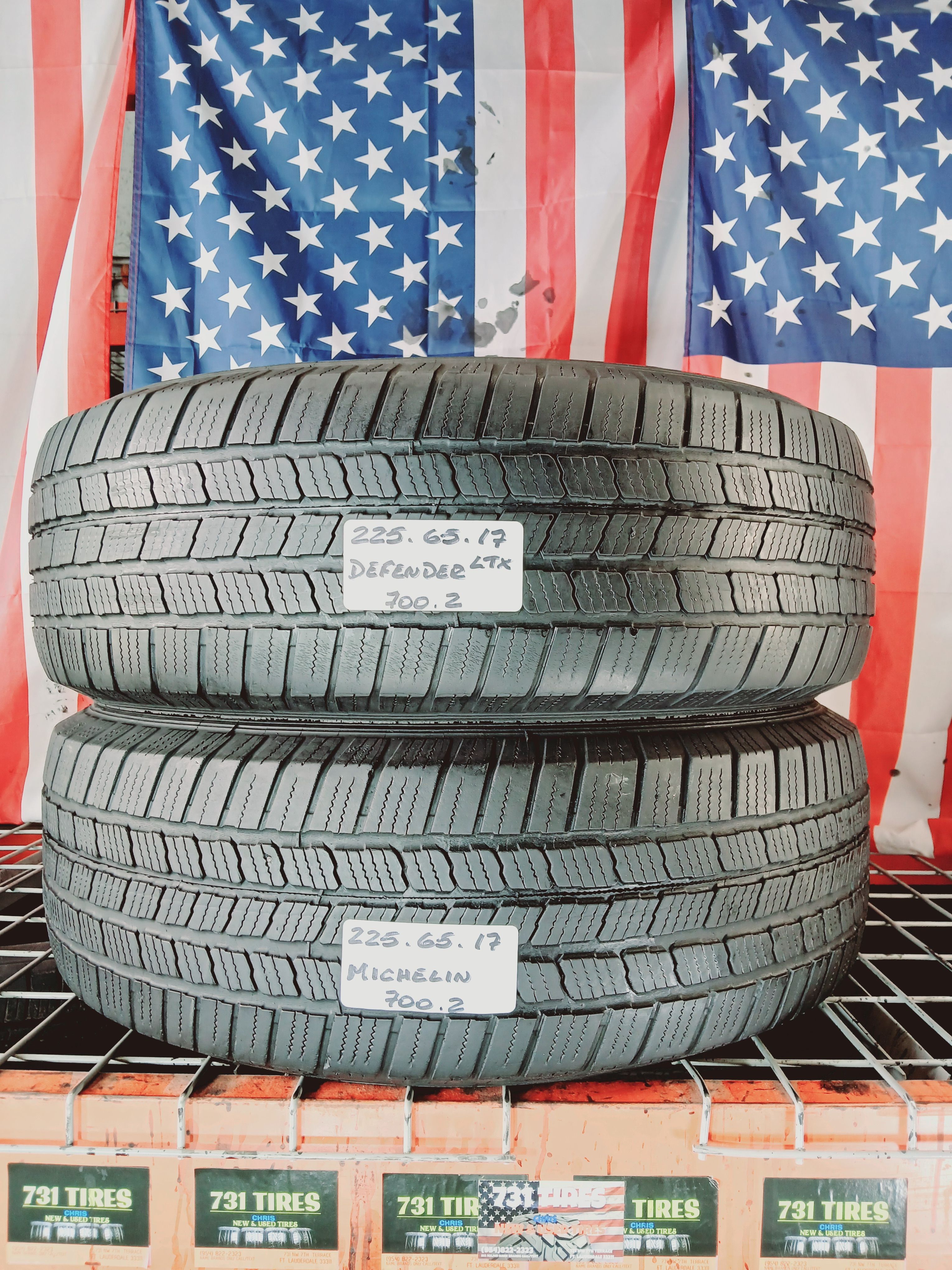 225/65R17 MICHELIN DEFENDER 225 65 17 ALL SEASON USED TIRES MINIVAN SIENNA HYUNDAI RAV4 HONDA PILOT OEM FACTORY TIRES