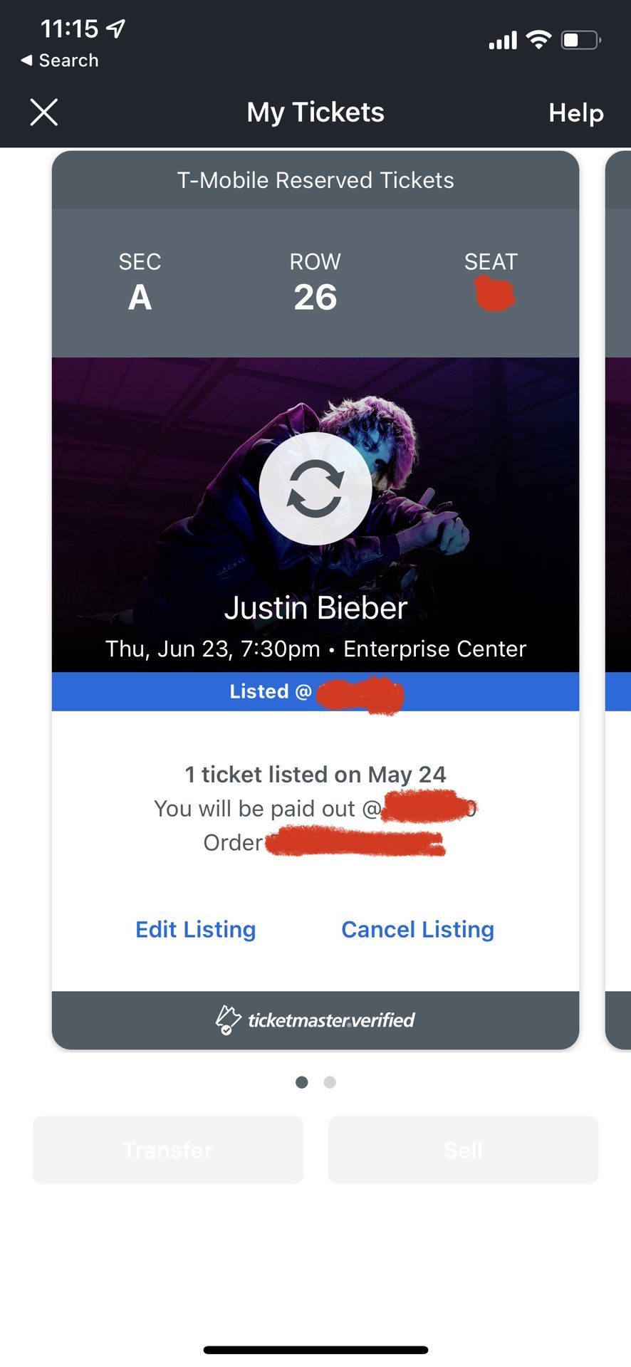 2 Justin Bieber Floor Seat Tickets