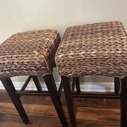 Wicker Wooden Stools 