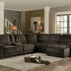 Shreveport Brown Fabric Reclining Sectional

