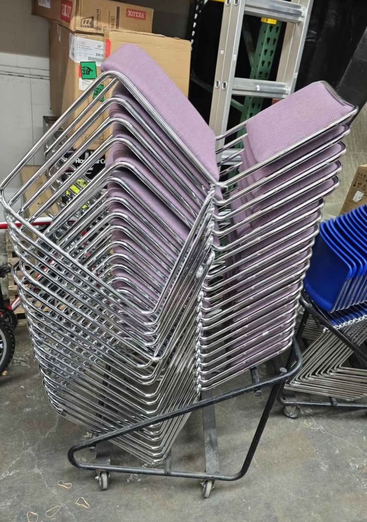 Heavy Duty Stacker Chairs (20) and Dolly