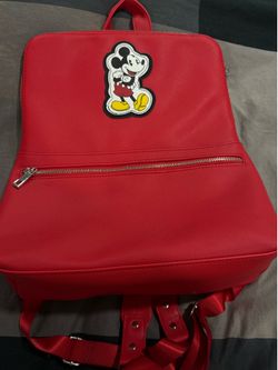 Disney Store Mickey Mouse Red Fashion Faux Leather Backpack Bag Purse Tote
