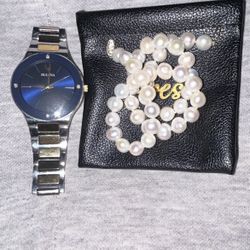 14k GOLD CLAMP ON 45 REAL PEARL NECKLACE FOR WOMEN 