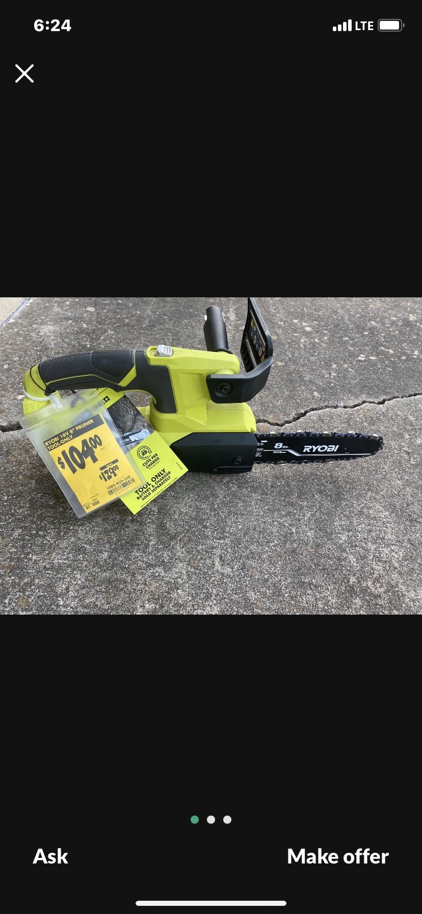 Ryobi Pruning Chainsaw New Tool Only 