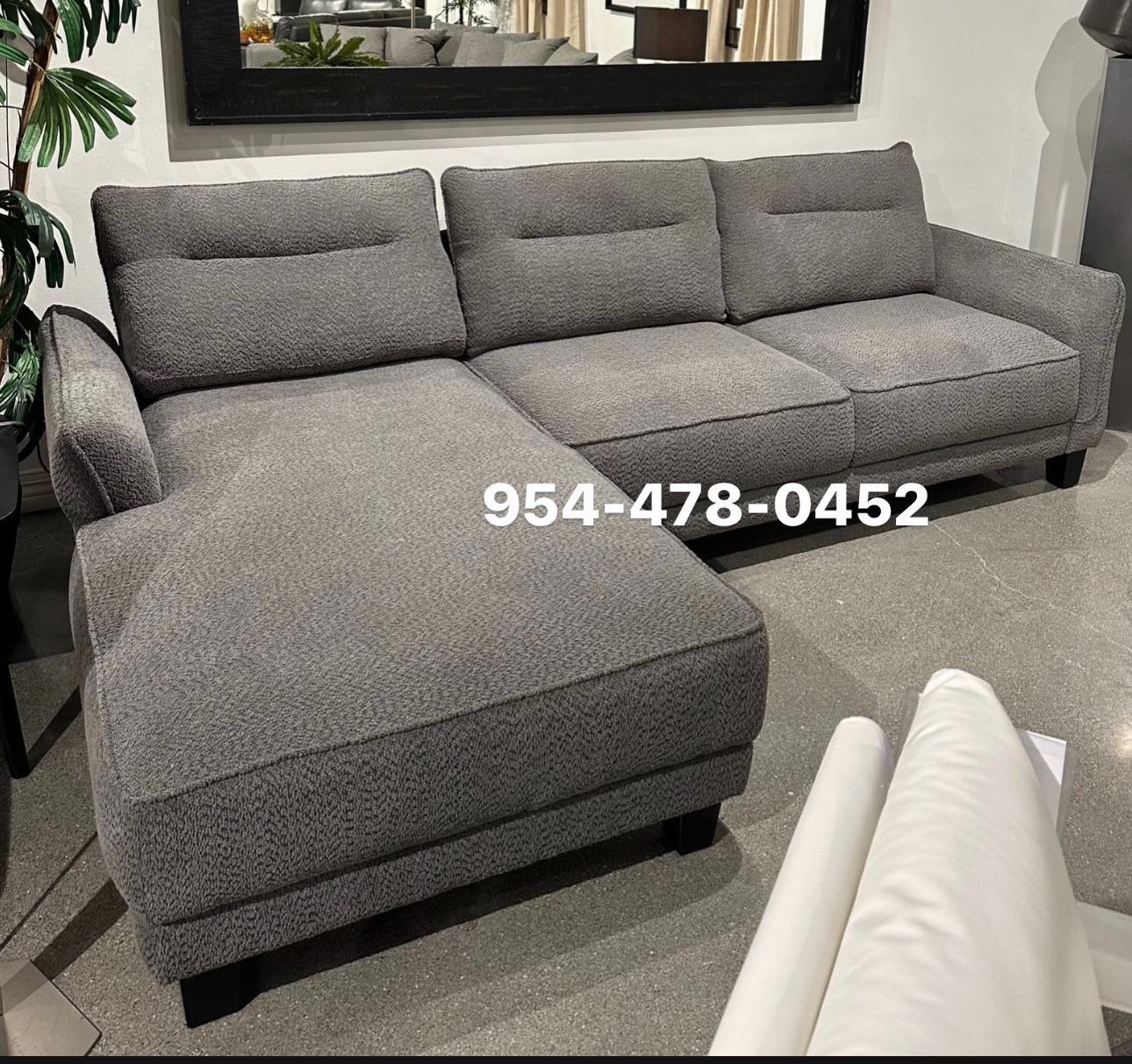 Grey Boucle Sofa Sectional 🔥buy Now Pay Later 
