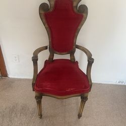 Free Antique  Chair Red Velvet Upholstery 
