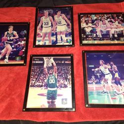 1980s Boston Celtics Memorabilia 5 Set Plaques. Larry Bird, Robert Parish, Kevin Mcale 
