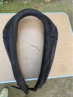 Antique vintage leather horse collar, farm harness, primitive decor wall hanging