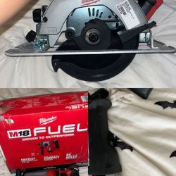 MILWAUKEE HAMMER DRILL AND SAW PLUS ZAWZALL