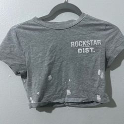 Rockstar Original Dist. Gray Crop Tee